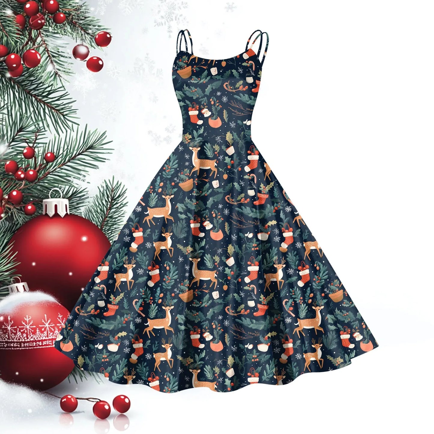 Holiday Elegance Dress – Vintage Silhouette with Festive Charm
