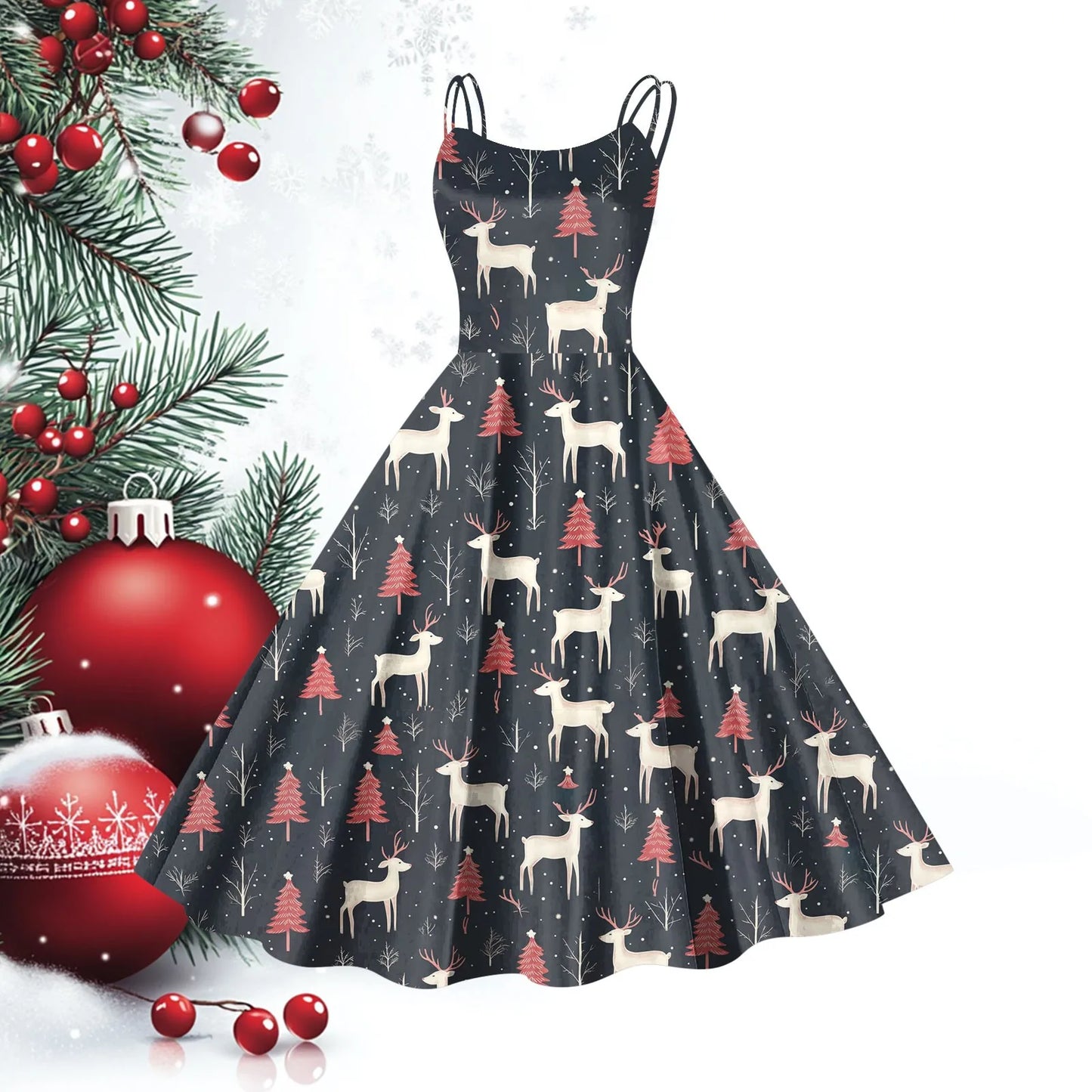 Holiday Elegance Dress – Vintage Silhouette with Festive Charm