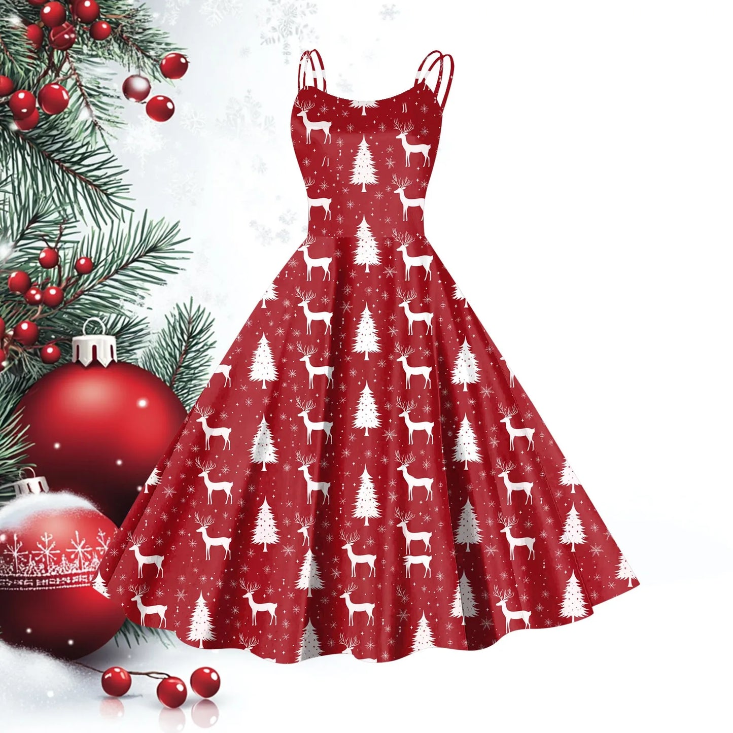 Holiday Elegance Dress – Vintage Silhouette with Festive Charm