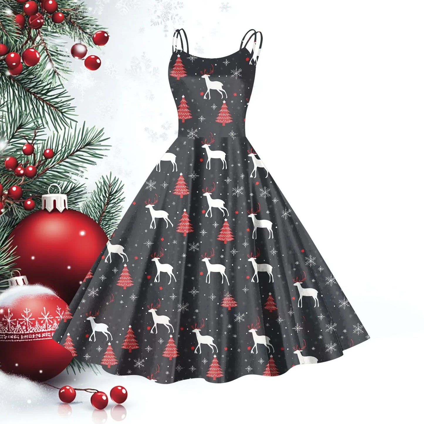Holiday Elegance Dress – Vintage Silhouette with Festive Charm