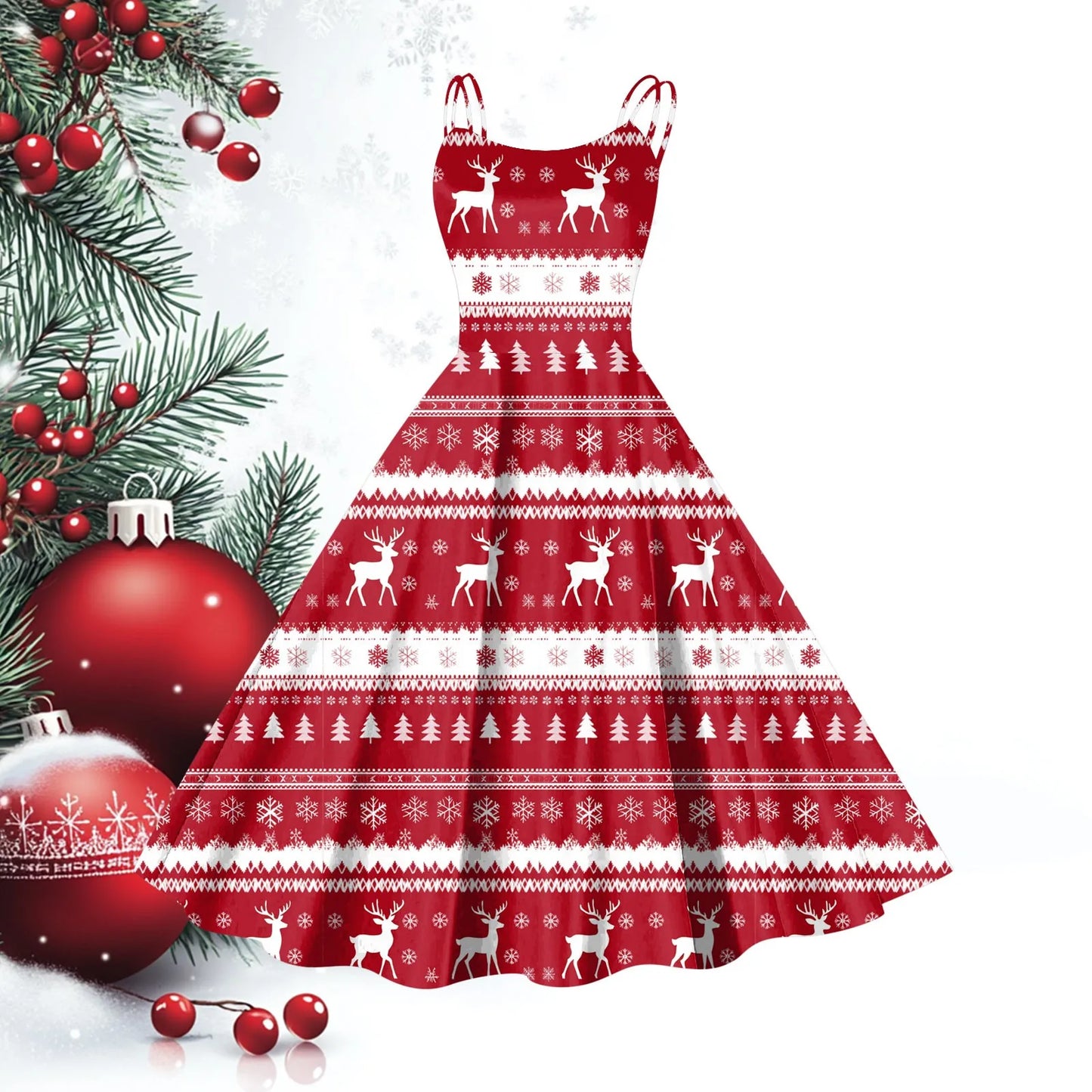 Holiday Elegance Dress – Vintage Silhouette with Festive Charm